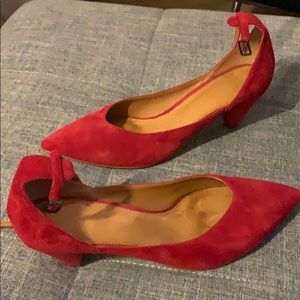 SARTO Franco Sarto red suede ankle strap pump